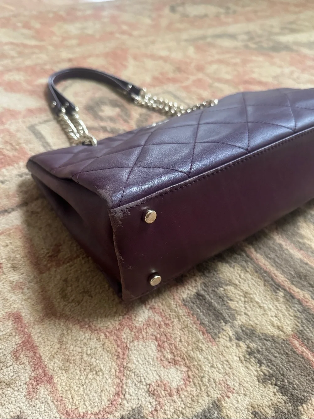 kate spade Quilted burgundy Leather Chain-Handle Shoulder Bag